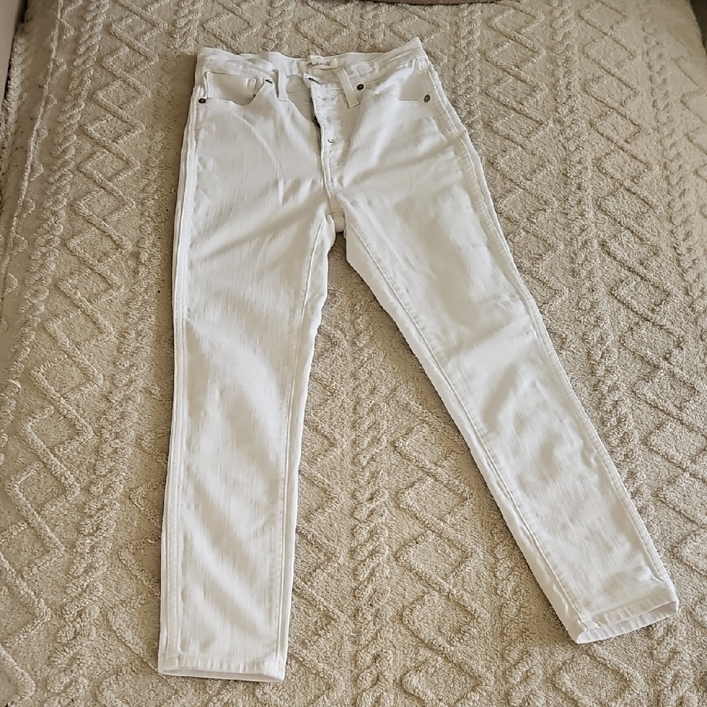 Madewell 10 Inch High Rise Skinny Crop Jeans 25 Crisp White Denim